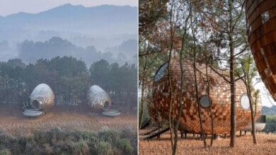 Este hotel en Shanghái ha diseñado cuatro cabañas con formas de semilla para el entorno rural de los bosque en Jiangxi