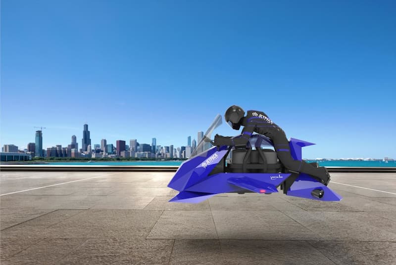 Render de la primera motocicleta voladora