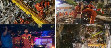 Un hotel colapsó en China, en la provincia de Jiangsu, y hay 9 personas desaparecidas