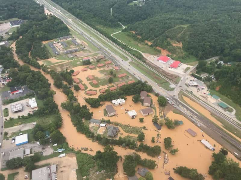 Imagen aérea de la región más afectada por la Mayor lluvia de los últimos 40 años en Tennessee 