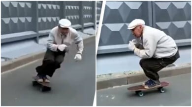 Este skater de 73 años tiene una técnica de para patinar increíble