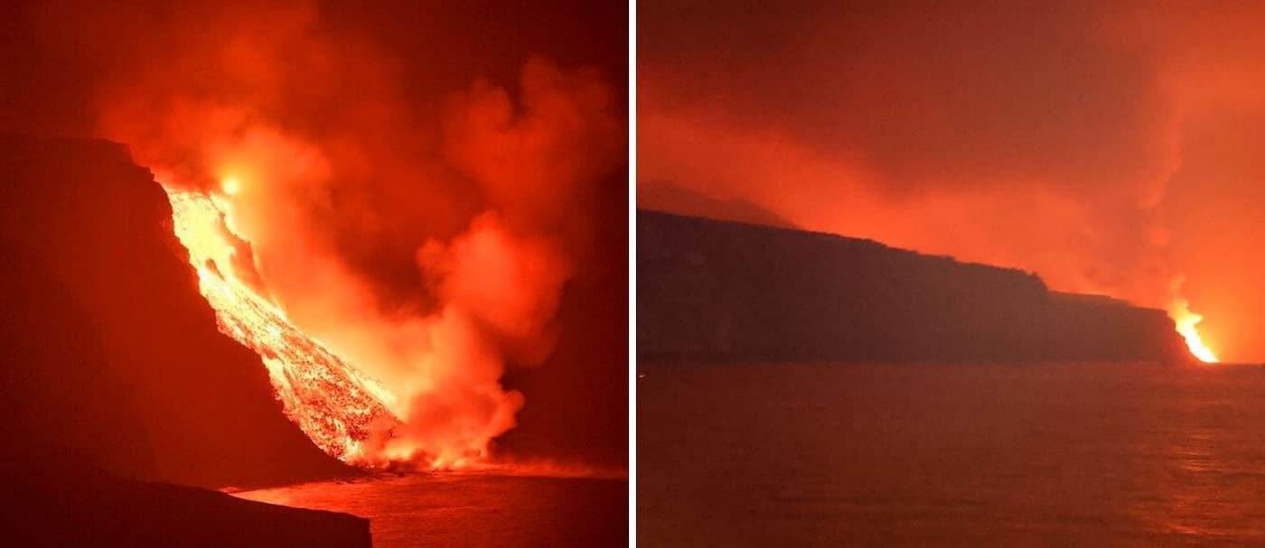 España: la lava del volcán de La Palma llegó al mar