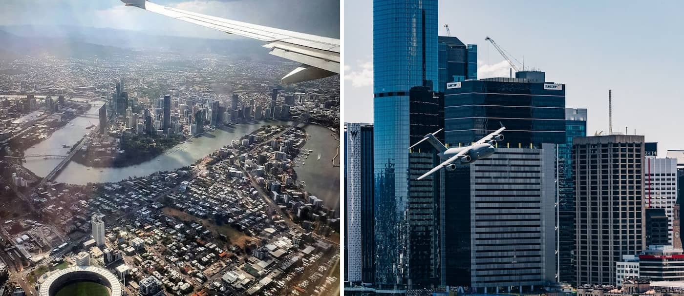 Un sorprendente video de un avión volando por Brisbane, Australia genera opiniones divididas