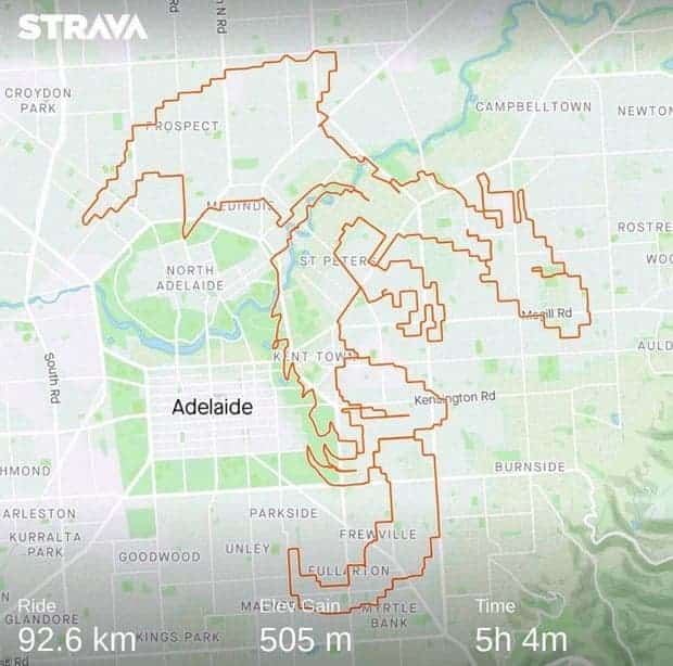 Figura recreada con recorrido de bicicleta