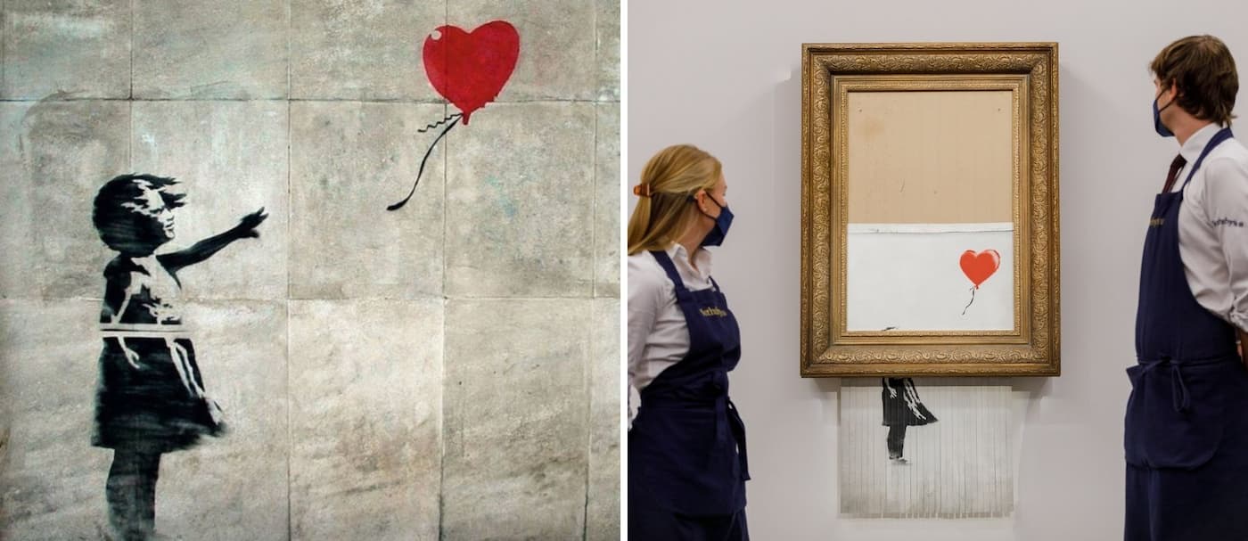 Una icónica obra de Banksy rompió récord de venta en una subasta