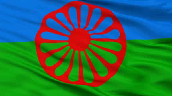 image gitanos depositphotos 214072358 stock photo romani people flag closeup view