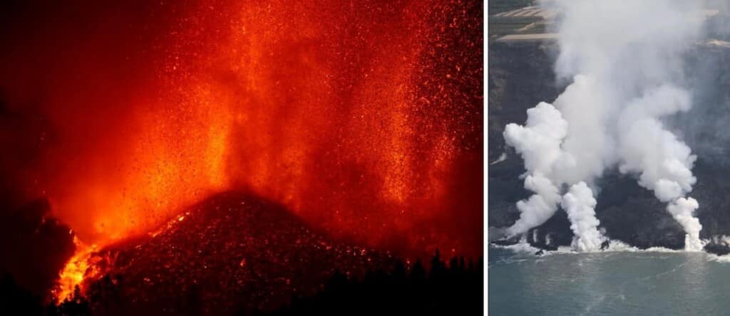 mascota Un nuevo flujo de lava del volcán de La Palma continúa generando daños en la isla canaria Un nuevo flujo de lava del volcán de La Palma continúa generando daños en la isla canaria