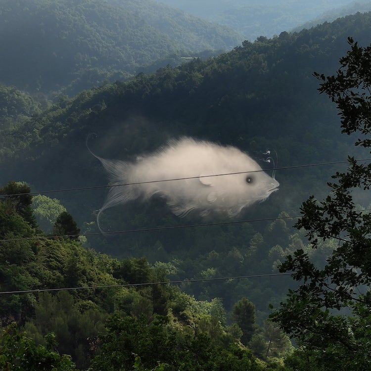 image nubes Artista disena criaturas ilustradas hechas de nubes que invaden paisajes como si fueran fantasmas 6