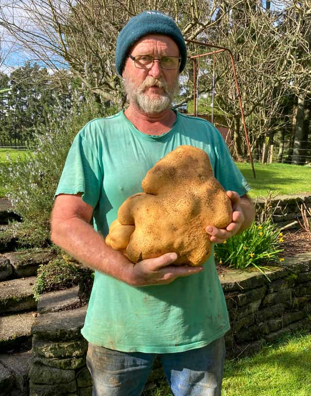 Colin con Doug, la papa más grande del mundo