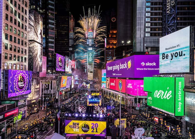 Celebración de año nuevo en Times Square, Nueva York, 2021