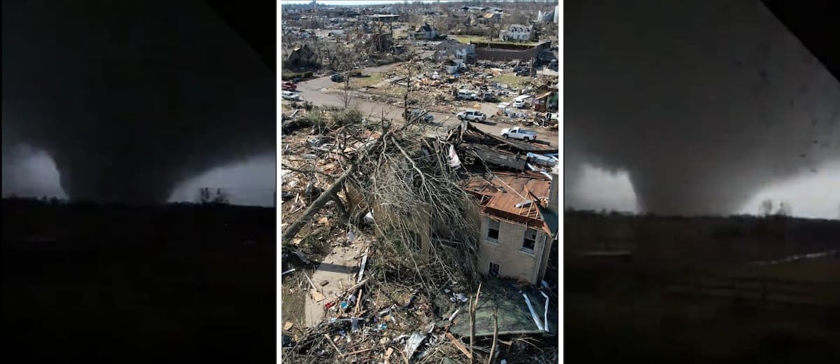 Iluminado por un relámpago, así se veía uno de los tornados que azotó Estados Unidos