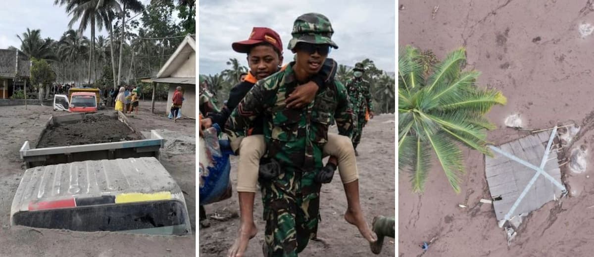 Nuevamente entró en erupción el volcán Semeru, en Indonesia, y se complican las tareas de rescate