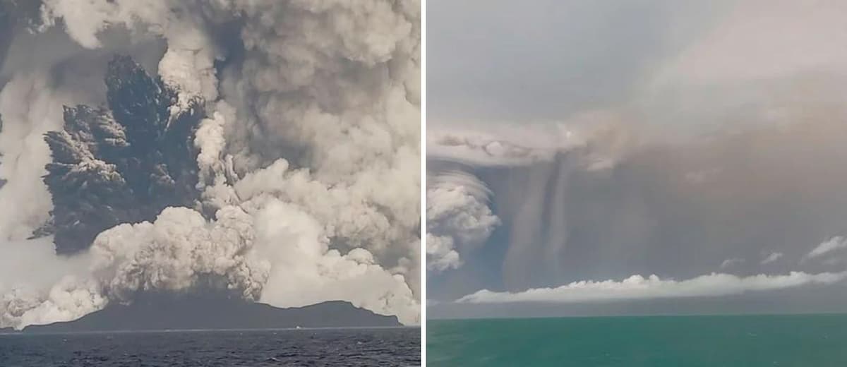 La erupción de un volcán submarino generó un tsunami en Tonga