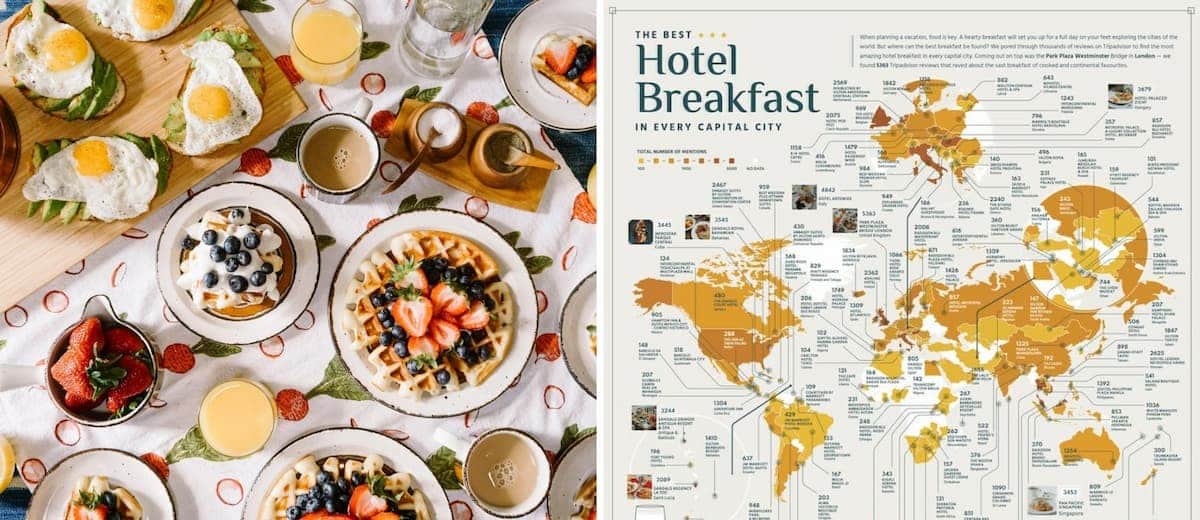 Este mapa muestra cuáles son los hoteles con los mejores desayunos, según Tripadvisor