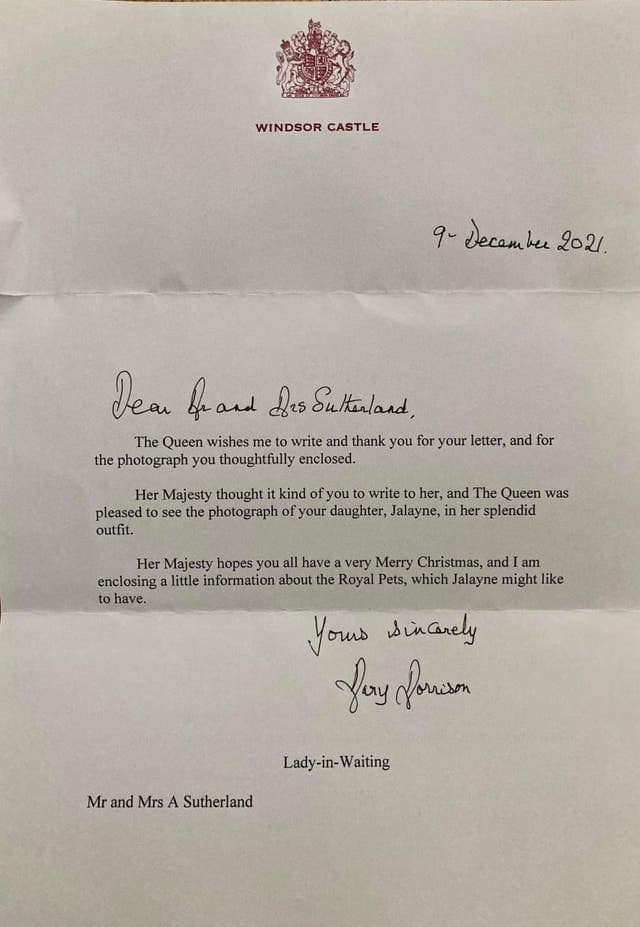 carta de parte de la reina elizabeth ii 