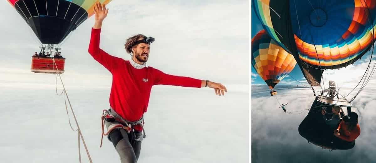 El nuevo récord mundial por slackline pertenece a un brasilero que caminó sobre las nubes