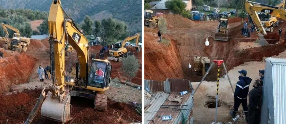 Equipos de rescate trabajan intensamente para sacar a un niño marroquí de 5 años que cayó a un pozo