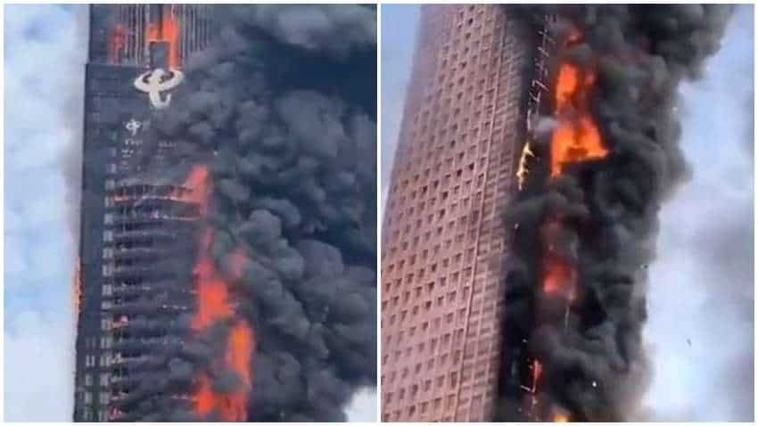 edificio china en llamas