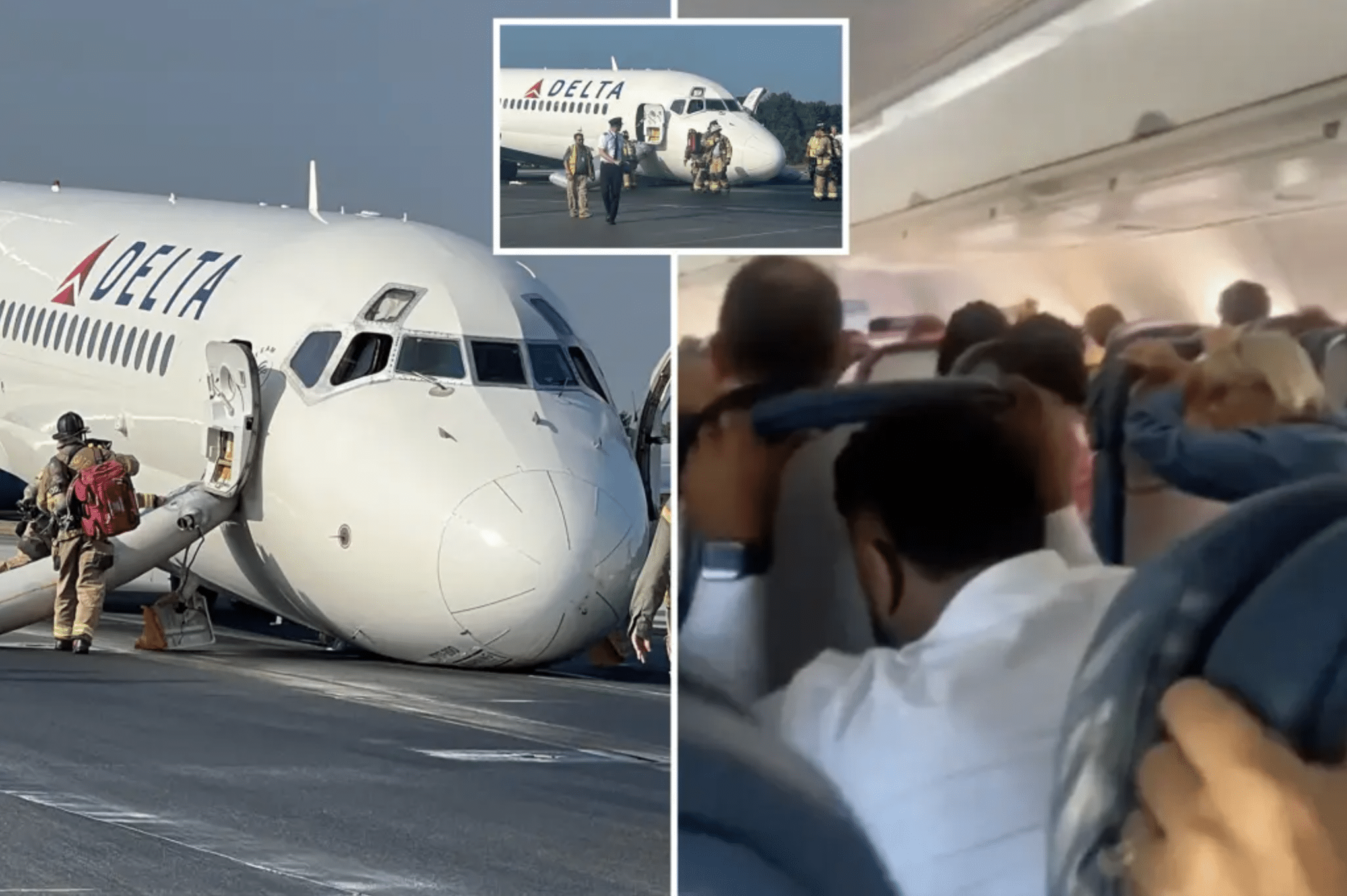 Pasajero de avión captura el momento en que el avión de Delta aterriza de manera segura sin el tren de aterrizaje delantero