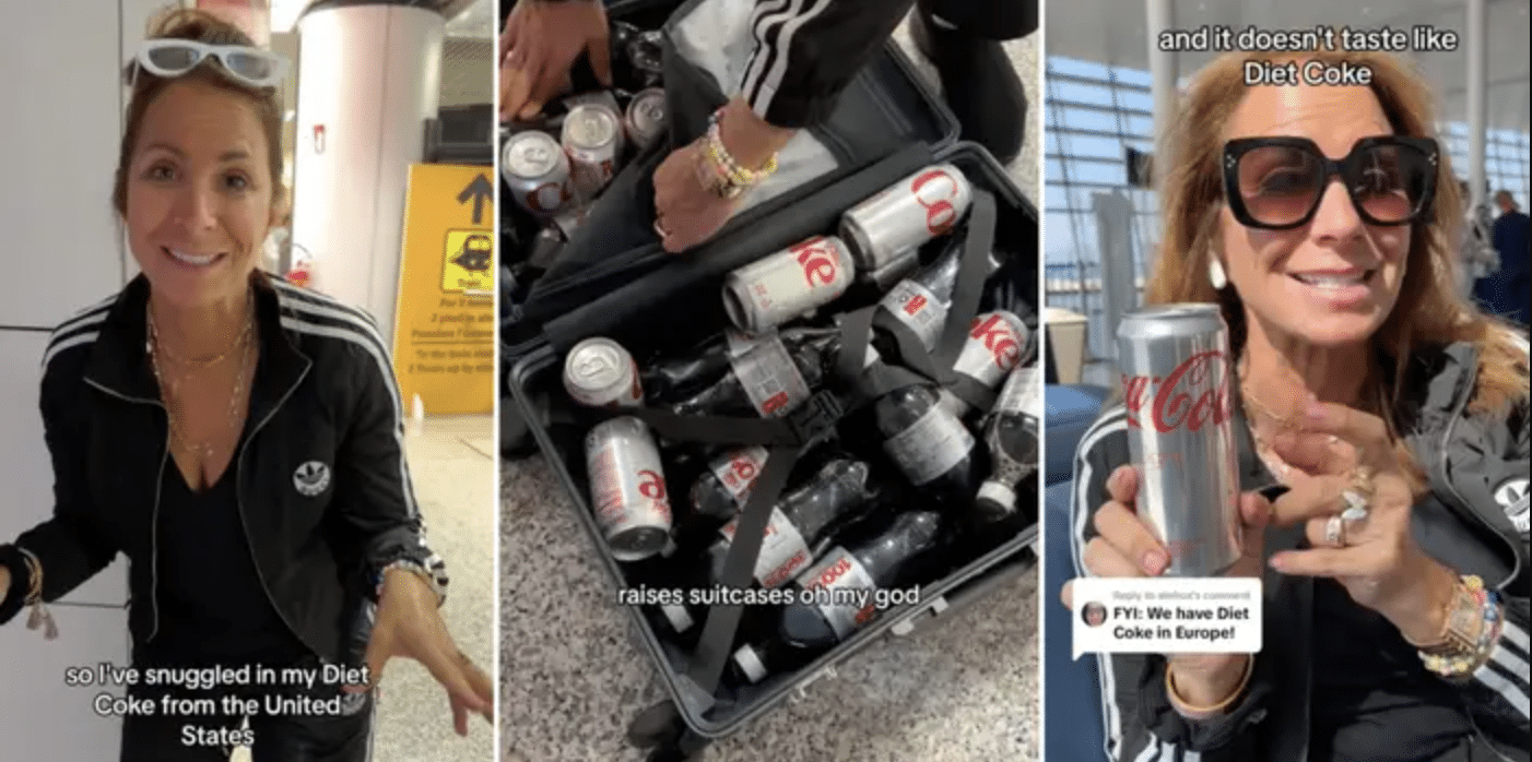 Influencer se lleva una maleta con Coca-Cola Light de vacaciones porque cree que en Europa no hay