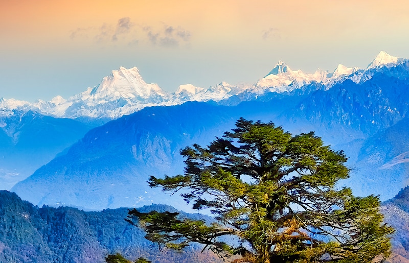 Gangkhar Puensum, the highest peak of Bhutan during dawn