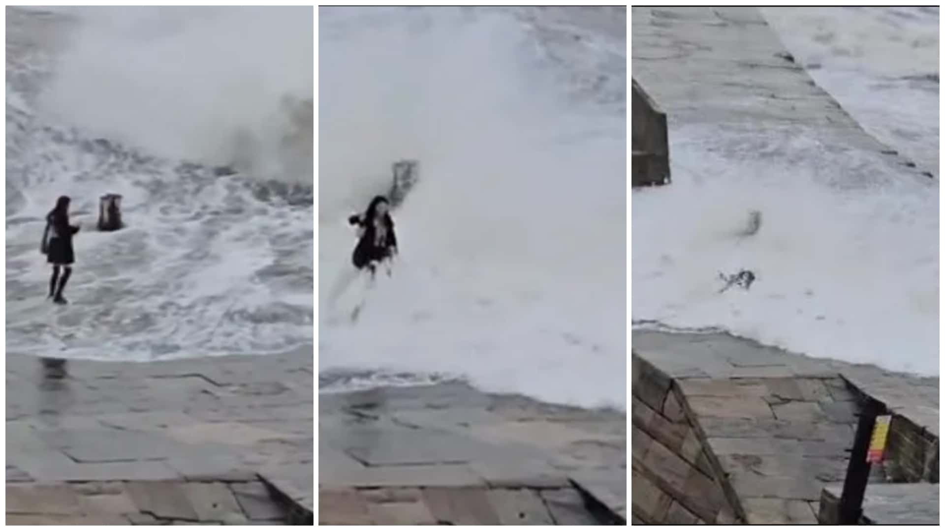 Turista fue visto arrastrado por la tormenta Ciaran después de intentar tomarse una selfie