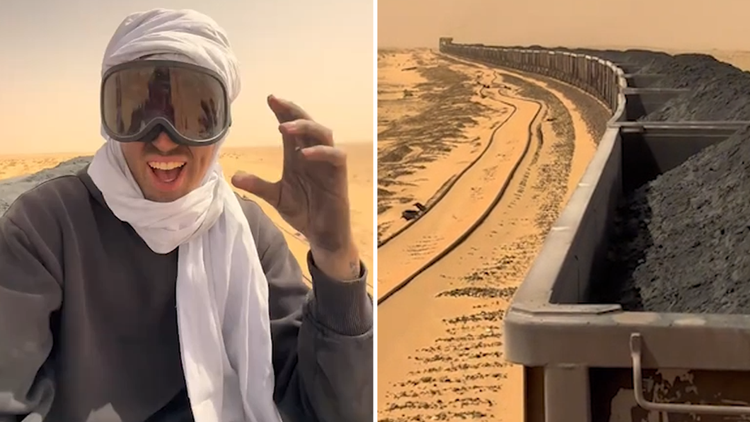 Influencers viajan ilegalmente en el tren de mineral en Mauritania