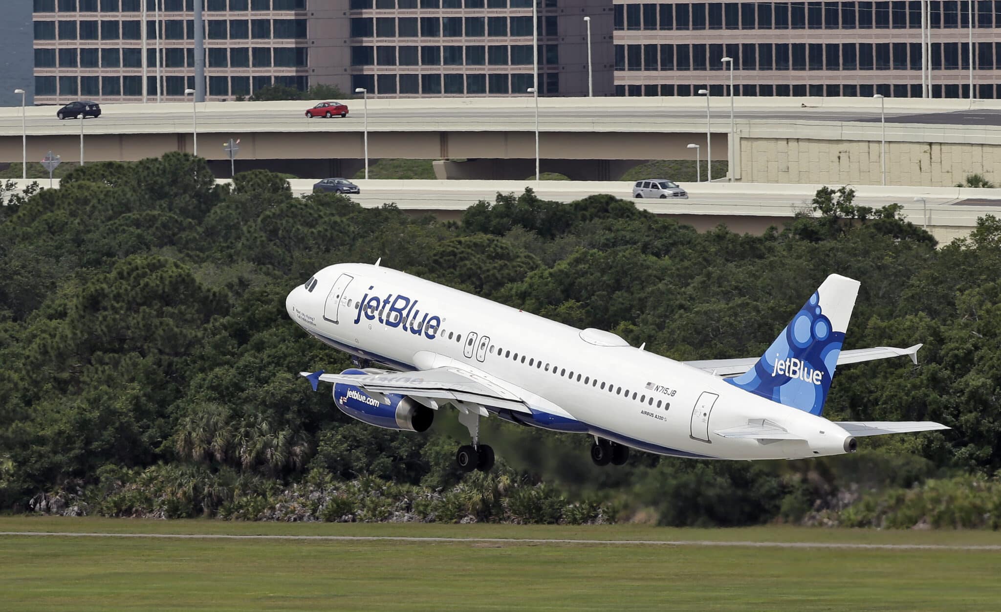 ARCHIVO – Un Airbus A320-232 de JetBlue Airways despega del Aeropuerto Internacional de Tampa, en Tampa, Florida, el 15 de mayo de 2014 (AP Foto/Chris O'Meara, Archivo)