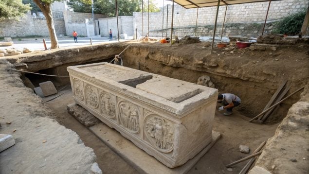 Estupefacción entre los arqueólogos tras hallar una entrada oculta en una de las pirámides de Giza image sarcofago 635x358 1