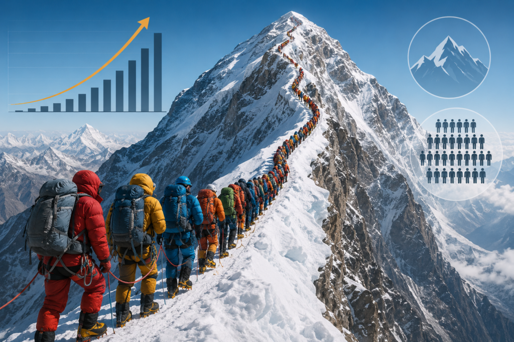 Caos en el techo del mundo: 274 personas hicieron cumbre en el Everest en un solo día image ChatGPT Image May 21 2026 03 10 33 PM