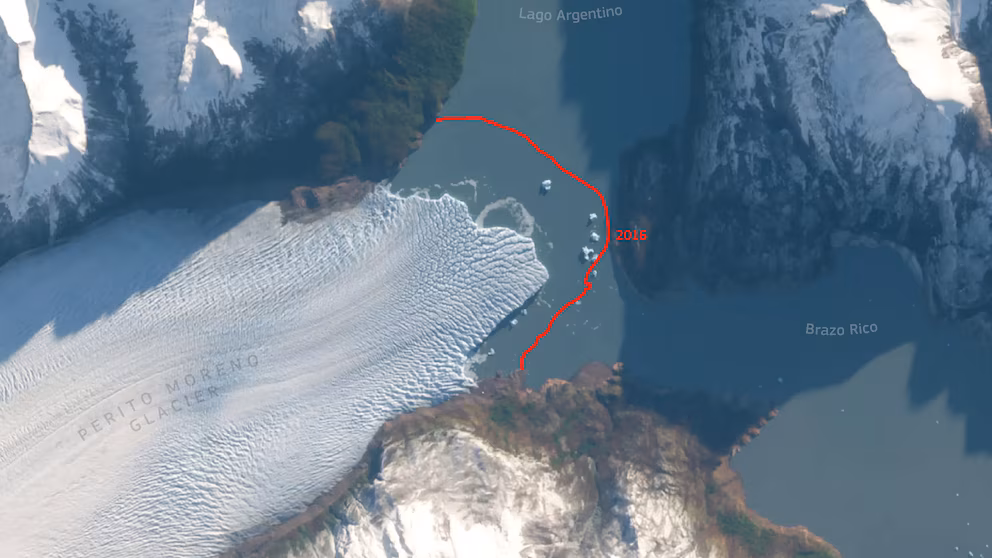 El glaciar Perito Moreno ya no es el mismo: una imagen satelital confirma su mayor retroceso histórico image R45AJ2KT2NA27GK6NNFNWNN6XE