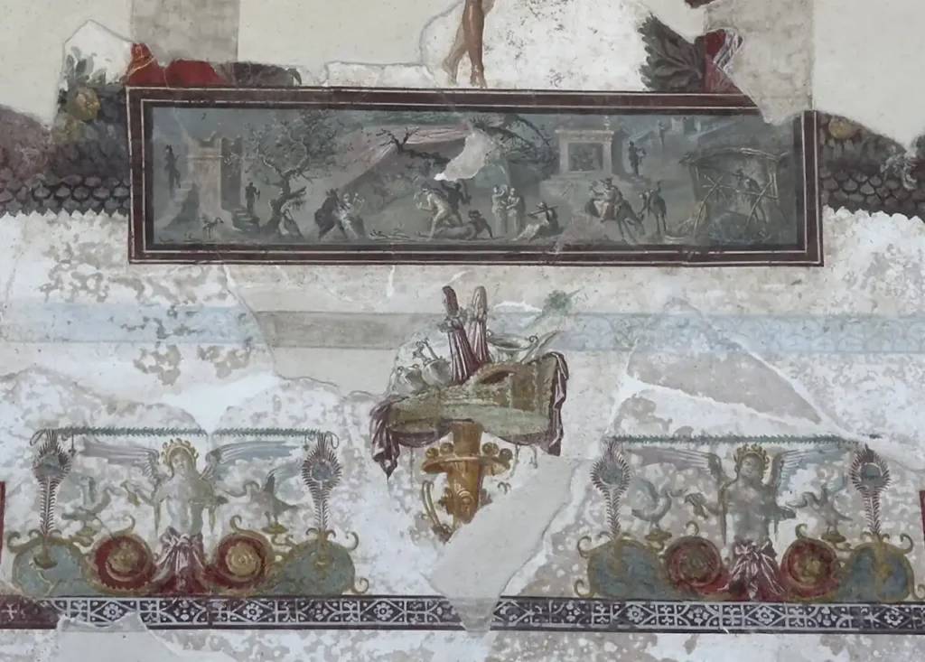 Restauran un impresionante fresco de Dioniso y Ariadna hallado en una casa de Pompeya image Soffitto Casa Panificio Regio IX 1 1200x1006 1