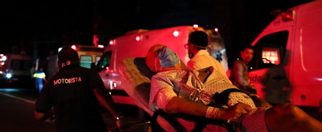 A patient is evacuated after a fire hit the Badim Hospital in Rio de Janeiro, Brazil September 12, 2019. REUTERS/Ian Cheibub  NO RESALES. NO ARCHIVES