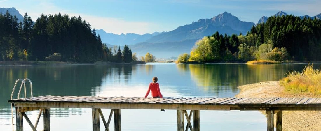 Europe, Germany, Baviera - Typical bavarian landscape with German Alps in the background.