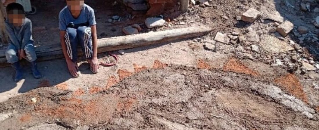 Creó un dinosaurio con arena, barro y ladrillos luego de que la maestra pidiera que hicieran una obra con lo que tengan en casa 1