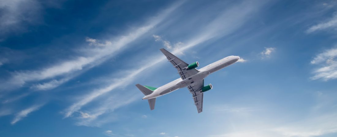 Airplane,With,Beautiful,Sky,On,Background.