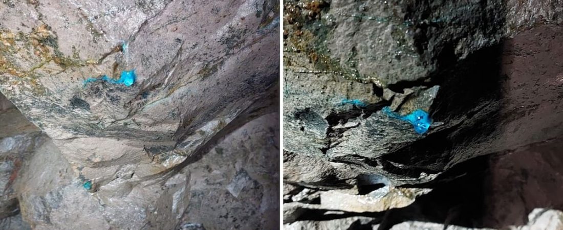 Descubren una misteriosa sustancia azul brillante en una mina abandonada