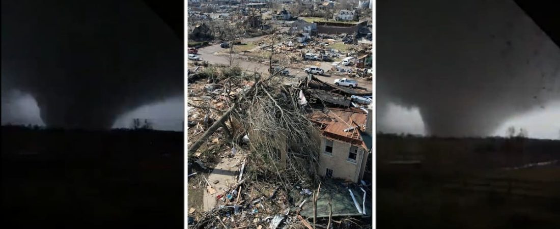 Iluminado por un relámpago, así se veía uno de los tornados que azotó Estados Unidos