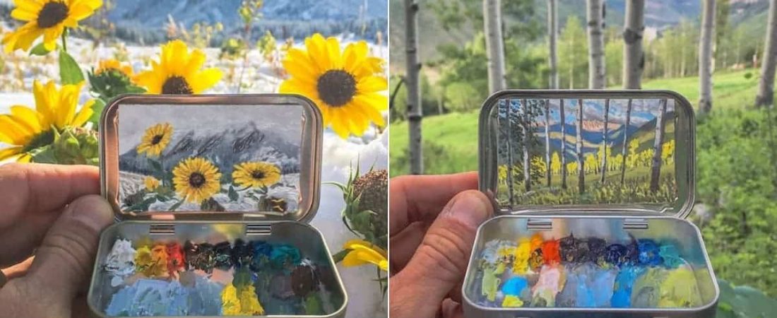 Este artista crea obras maestras de paisajes en miniatura y las guarda dentro de latas de caramelos