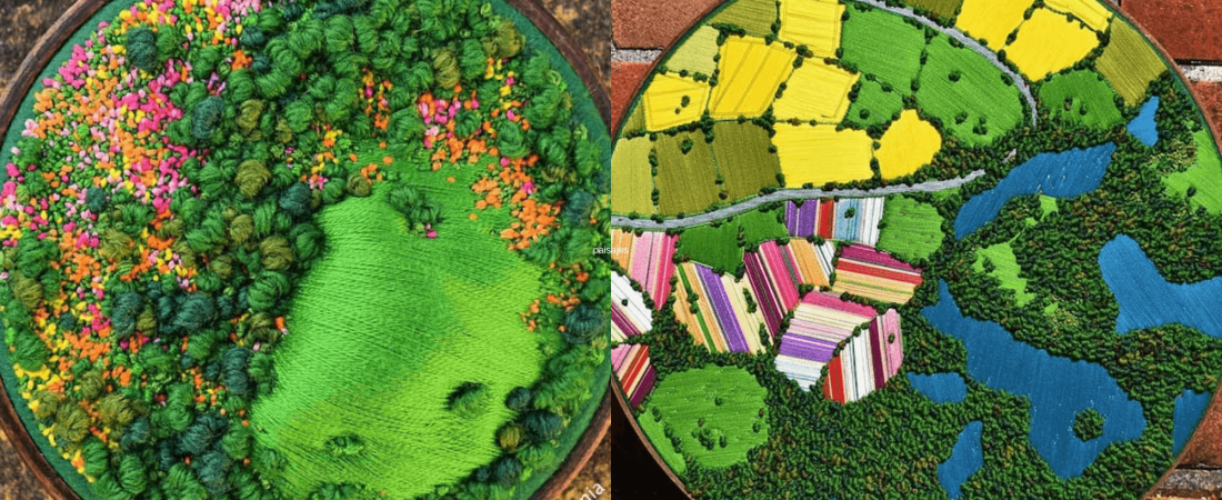 Estos bordados 3D de paisajes capturan coloridas vistas aéreas de las zonas rurales de Inglaterra 1