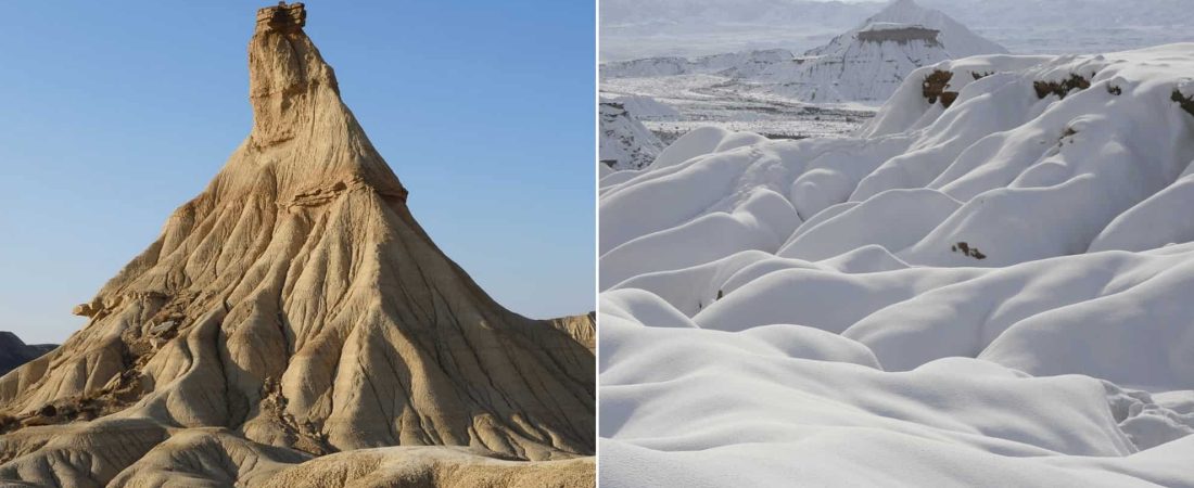 Fotógrafo capta imágenes inéditas de las Bardenas Reales de Navarra durante el temporal de nieve en España 1