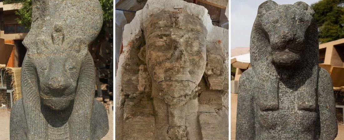 Hallan dos esfinges gigantes en el "Templo del millón de años", Egipto