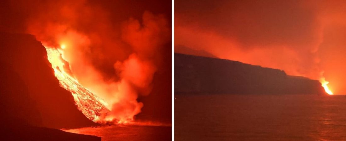 España: la lava del volcán de La Palma llegó al mar