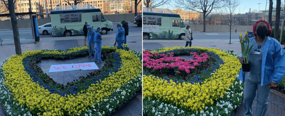 Las flores que adornarían la Maratón de Boston 2020 fueron dispuestas a la salida de hospitales en agradecimiento a los médicos por su trabajo 33