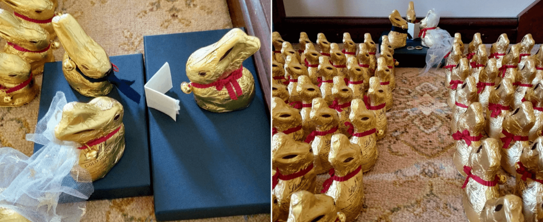 Pospuso su boda pero decidió armar un casamiento con los 115 conejos de chocolate que iba a regalar como souvenirs 21