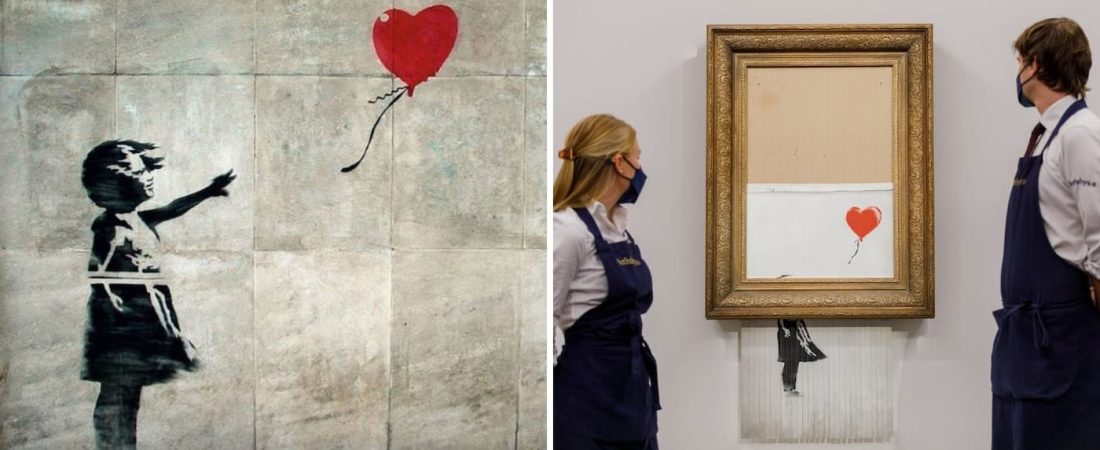 Una icónica obra de Banksy rompió récord de venta en una subasta