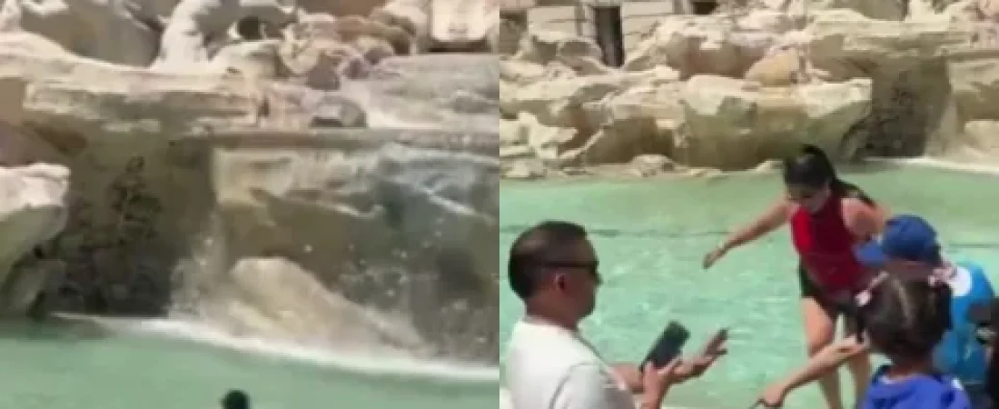 TuristaSeLanzaALaFontanaDiTrevi