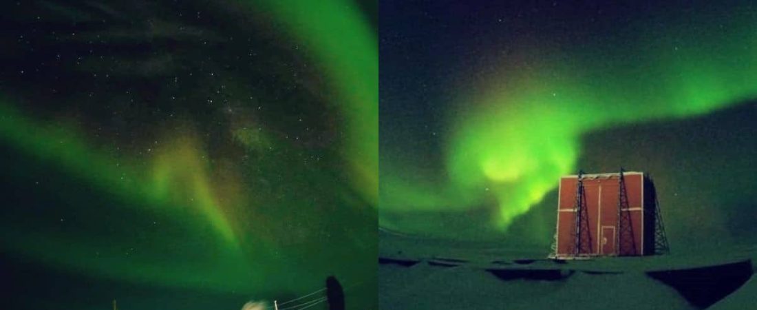 Un fenómeno emocionante en fotos auroras australes tiñen el cielo en la Antártida argentina-1