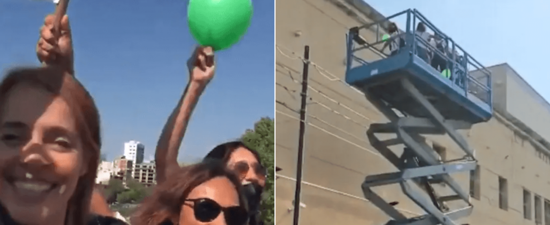 Un grupo de amigas protagonizó un gesto conmovedor al alquilar una grúa para saludar a una mujer internada desde hace meses en un hospital 2