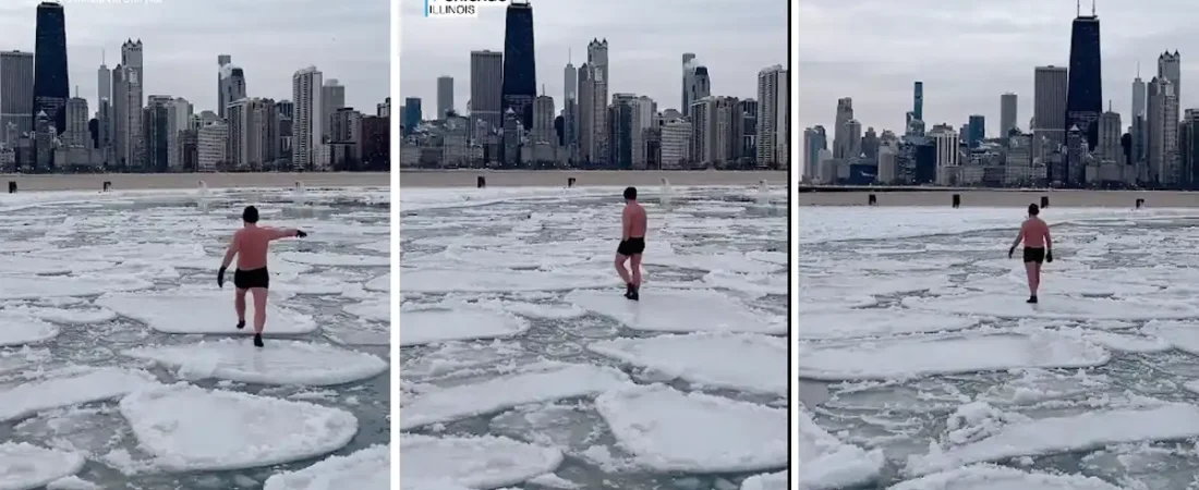 Un-hombre-desafia-el-frio-extremo-en-Chicago-al-caminar-sobre-el-hielo-del-Lago-Michigan